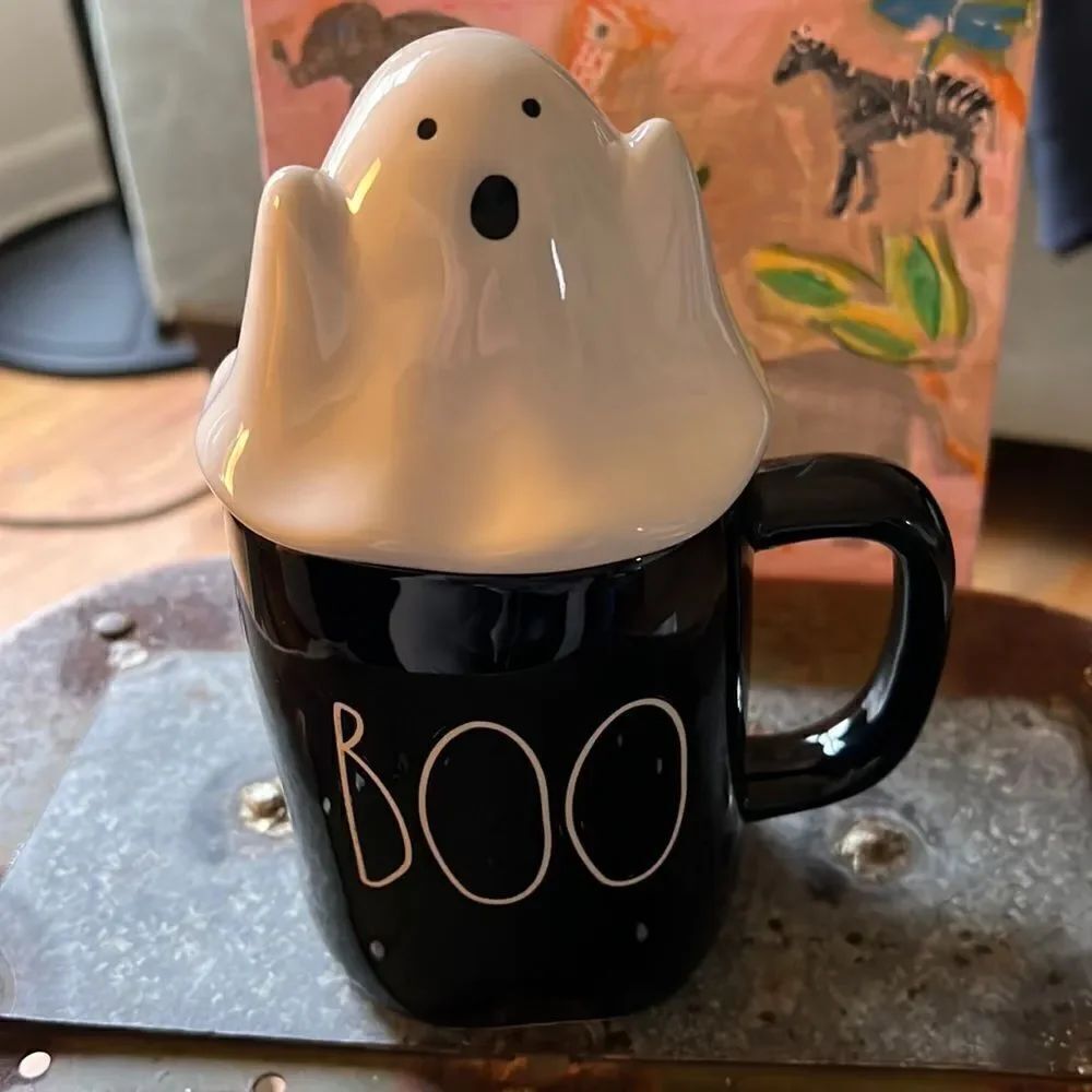 Rae Dunn Ceramic BOO Mug W/ Ghost Topper